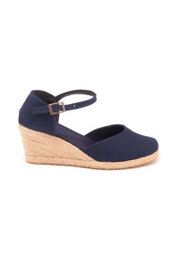 Gerçek Elişi Bilekten Bantlı Topuğu Açık Keten Espadril Dolgu Topuk Handmade
