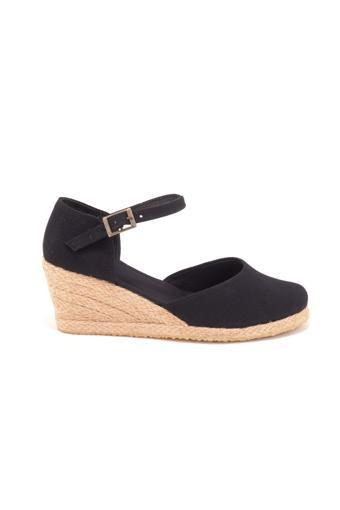 Gerçek Elişi Topuğu Kapalı Bilekten Bantlı Keten Espadril Dolgu Topuk Handmade