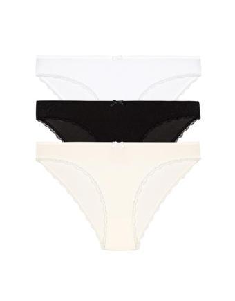 3 lü Paket Şahin Bayan Kenar Dantelli Likralı Bikini Külot 30622