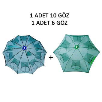 Şemsiye Balık Tuzağı 2 Lİ Set 1 Adet 10 Göz + 1 Adet 6 Göz