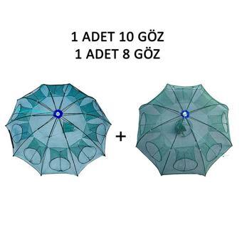 Şemsiye Balık Tuzağı 2 Lİ Set 1 Adet 10 Göz + 1 Adet 8 Göz