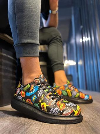 Knack Yüksek Taban Hot Renkli Baskılı Günlük Erkek Ayakkabısı