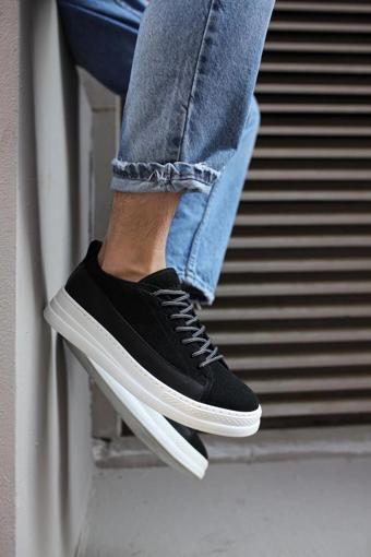 Knack Sneakers Siyah Beyaz Süet Erkek Ayakkabısı