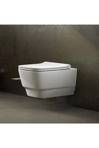 Lucco Bello Beyaz Kanalsız Asma Klozet +Duroplast Yavaş Kapanan Slim Kapak