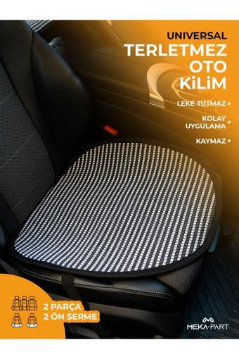 Trend Oto Koltuk Koruyucu Kılıf 2 Parça Serme Sadece Ön Universal Çizgili Füme Beyaz