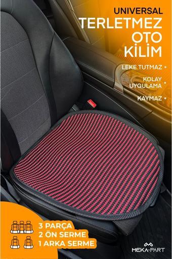 Trend Oto Koltuk Koruyucu Kılıf 3 Parça Serme Universal Kırmızı Siyah