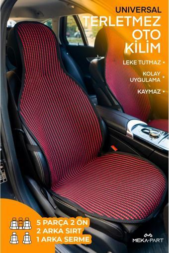 Trend Oto Koltuk Koruyucu Kılıf 5 Parça Universal Kırmızı Siyah 2+3 %100 Pamuk
