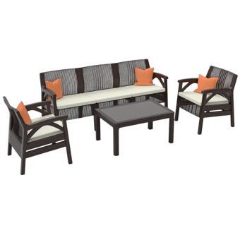 Raddan 3+1+1+Sehpa Bahçe Oturma Grubu | Plastik Balkon Takımı