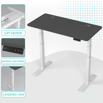 Karr Office O-Flex Duo Çift Motorlu Elektrikli Yükseklik Ayarlı Masa - 160X80 - Antrasit