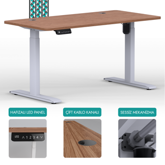 Karr Office O-Flex Tek Motorlu Elektrikli Yükseklik Ayarlı Masa - 180X80 - Bambu