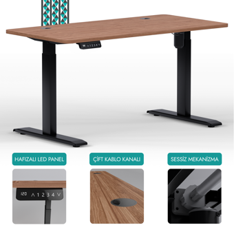 Karr Office O-Flex Tek Motorlu Elektrikli Yükseklik Ayarlı Masa - 180X80 - Bambu