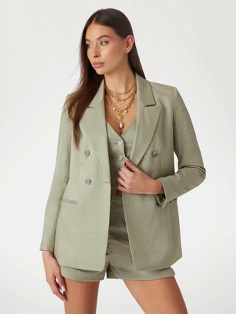 Guess Kadın  Yeşil Kruvaze Blazer Ceket