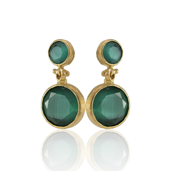 Kadir Jewellery 22 Ayar Altın Kaplama Kadın Taşlı Küpe -El İşçiliği Ve Hipoalerjenik Küpe
