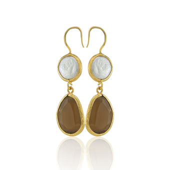 Kadir Jewellery 22 Ayar Altın Kaplama Kadın İnci Küpe -El İşçiliği Ve Hipoalerjenik Küpe