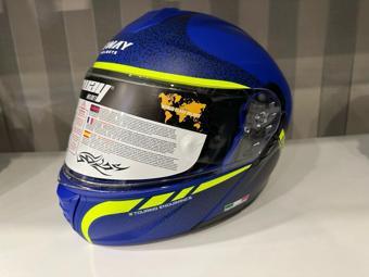 KASK SW-917 STARS MAT BLUE/YELLOW ÇENE AÇILIR GÜNEŞ GÖZLÜKLÜ