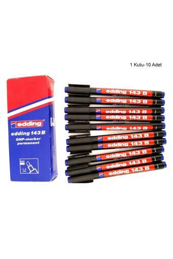 Edding 143B Permanent Asetat Kalemi-Mavi, 1 Kutu-10 Adet