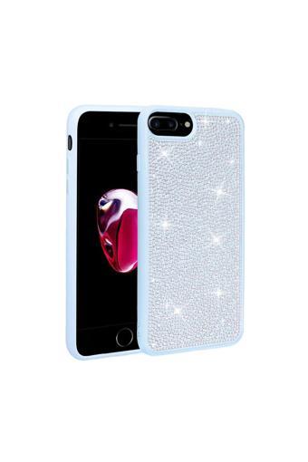 Nsm Tech İphone 8 Plus Kılıf Parlak Taşlı Tasarım Zore Ston Kapak - Mavi Açık