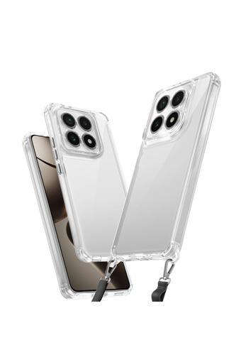 Nsm Tech Xiaomi 14T Pro Uyumlu Kılıf Airbagli Takılabilir Askı Aparatlı Zore Snap Silikon Kapak-Şeffaf