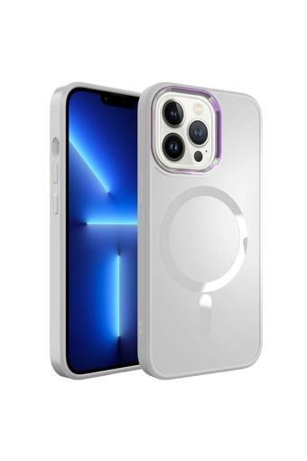 Nsm Tech İphone 13 Pro Max Uyumlu Magsafe Wireless Şarj Özellikli Zore Stil Kılıf-Beyaz