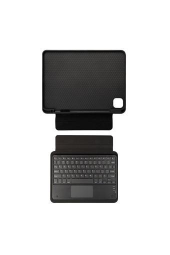 Nsm Tech Apple İpad Air 11 2024 Zore Border Keyboard Bluetooh Bağlantılı Standlı Klavyeli Tablet Kılıfı-Siyah