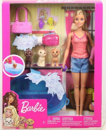 Barbie Bebek ve Aksesuarları 3 Yavru Köpekli Oyun Seti GDJ37