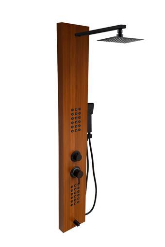 Yeni Mafsallı Tepe Duş Sistemli Victoria Teak Ağacı Premium Masajlı Duş Paneli , Duş Seti