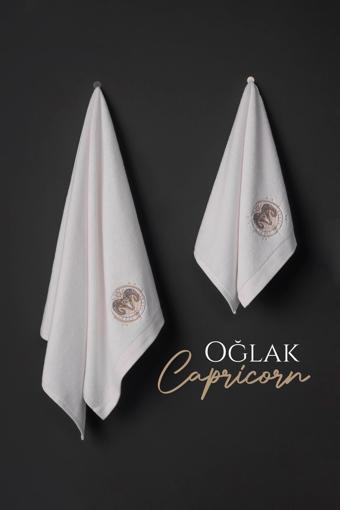 VAROL %100 MİCROCOTTON ÜST KALİTE HAVLU SETİ BURÇ NAKIŞLI - OĞLAK