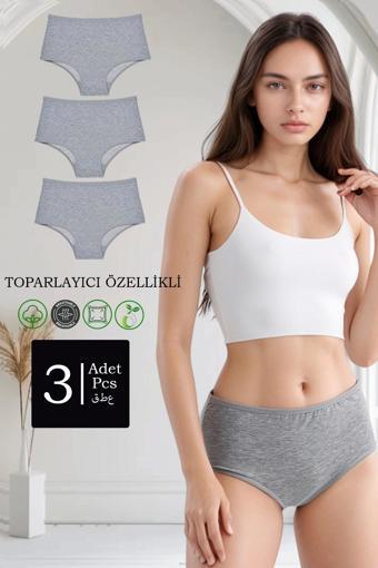 3'lü Paket Pamuklu Yüksek Bel Toparlayıcı Özellikli Külot