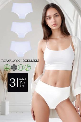3'lü Paket Pamuklu Yüksek Bel Toparlayıcı Özellikli Külot