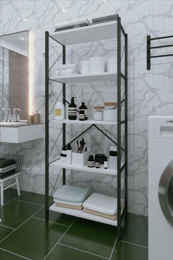 Dizaynmotion 5 Raf Dekoratif Banyo Dolabi Banyo Düzenleyici 150x60