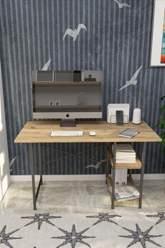 Vay Life 2 Raflı Çalışma Masası 60X120 - Bilgisayar Ofis Ders Masası Ceviz 