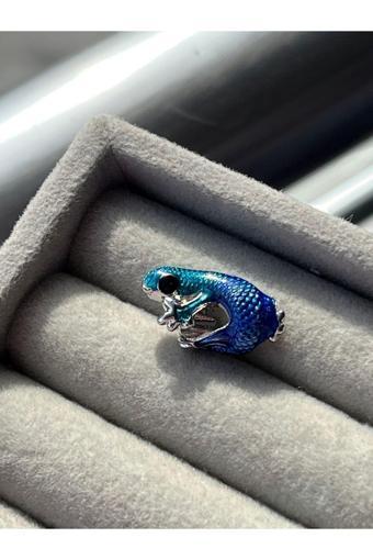 Asafaccessory Metalik Mavi Geko Charm Gümüş Kaplama Mavi Tek Ebat