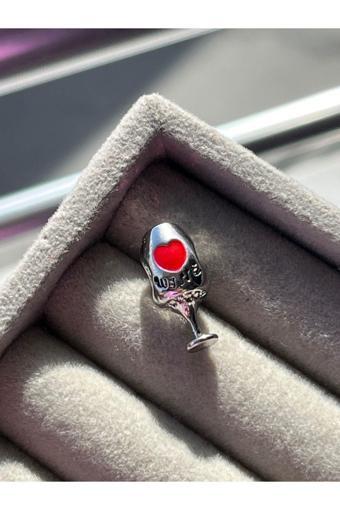 Asafaccessory Kadeh Wine Şarap Charm Gümüş Kaplamadır Gri Tek Ebat