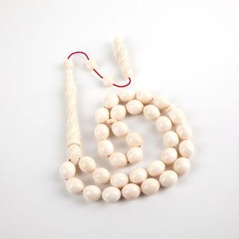 Fildişi Kalem İşçilikli İmame /Hitame Beyzi Kesim 10.5x13mm Tesbih (51gr)