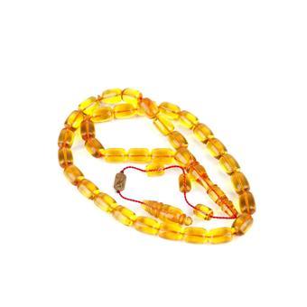 Zar Kehribar (Blok) Kapsül Kesim 8x12.5mm Tesbih - Şeffaf Sarı