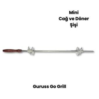 Mini Cağ ve Döner Şişi Paslanmaz Çelik Şiş + (2 Adet Et Sıkıştırma Aparatı) (Go Grill)