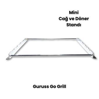 Barbekü Mangal Mini Cağ ve Döner Şiş Standı (Krom Kaplı) (Guruss Go Grill)