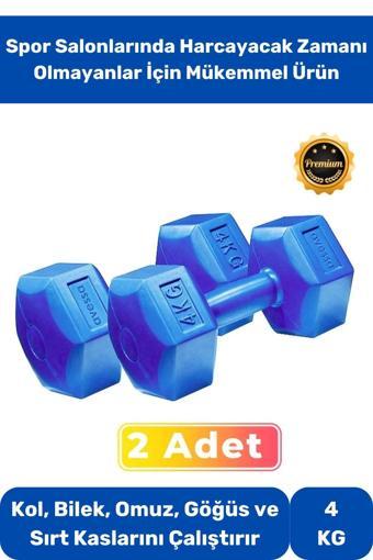 Dambıl Set Spor Egzersiz Vücut Kas Geliştirme Fitness Ağırlık Mavi 4 Kg * 2 Adet
