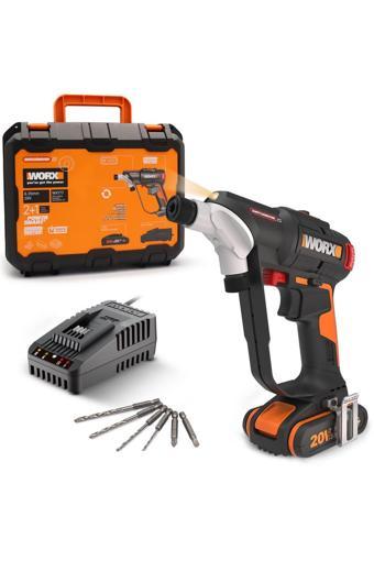 Worx Wx177 20Volt/2.0Ah Li-İon Döner Kafa Ve Çift Mandrenli Profesyonel Kömürsüz Şarjlı Matkap 6 P