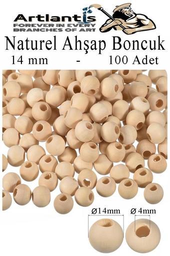Naturel Ahşap Boncuk 14mm 100 lü 1 Paket Ham Boyanabilir Ahşap Yuvarlak Doğal Boncuklar Takı Tasarım Ektinlik Kreş Okul