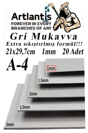 A4 Mukavva Gri 1.0mm 20 Adet 1 Paket 21x29,7 cm A-4 Mukavva 1,0 mm Kalınlığında A-4 Mukavva