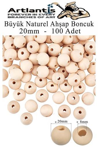Naturel Ahşap Boncuk 20mm 100 lü 1 Paket Ham Boyanabilir Ahşap Yuvarlak Doğal Boncuklar Takı Tasarım Ektinlik Kreş Okul