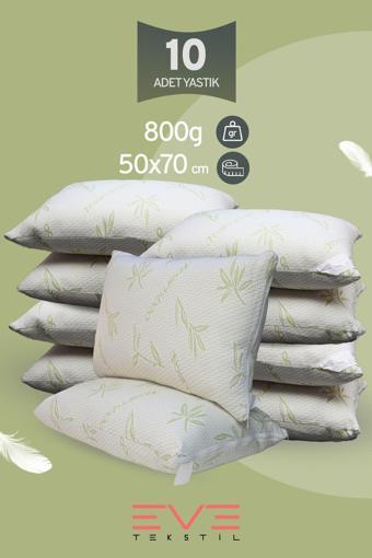 10 Adet Bamboo Serisi Kılıflı Fermuarlı Yıkanabilir Antialerjik Silikon Elyaf Yastık 50x70cm 800 gr