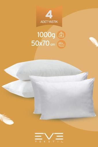 4 Adet Rollpack Yastık Mikrosilikon Ev Ve Hotel Yastığı 50x70cm Yüksek Dolgulu 1000 gr