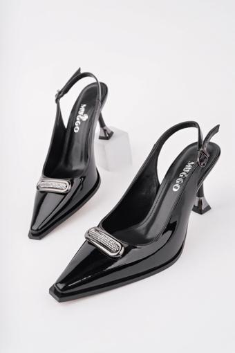 Muggo HEELS Arkası Açık Toka Detaylı Günlük Klasik Topuklu Kadın Stiletto Ayakkabı