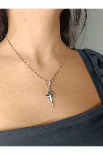 Yzc Unique Accessories Zirkon Taşlı Kutup Yıldızı 316L Kararmaz Çelik Kolye