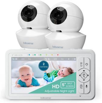 Babysense 5 Inc HD Bölünmüş Ekranlı Bebek Monitörü, 2 Kamera ve Ses Özellikli