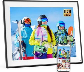 FULLJA Dijital Resim Çerçevesi - 17 Inc - 32 GB Büyük, Çift WiFi, IPS Dokunmatik
