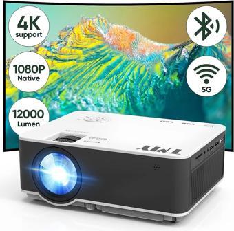 TMY Projektör 5G WiFi ve Bluetooth 5.1 - 13000 Lümen 1080P - 4K Destekli