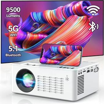 TMY Projektör 5G WiFi ve Bluetooth 5.1 - 9500 Lümen HD, 1080P Destekli